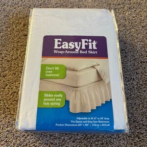 EasyFit Wrap-Around Bed Skirt Queen King White Poly Cotton Ruffle NWT